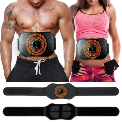 Image of ABS Trainer EMS Muscle Stimulator,Abdominal with USB Rechargeable, 19 Intensity Levels Ab Belt for Home Body Fitness Stimulator,ABS Stimulator Women Men Extra Extension Strap