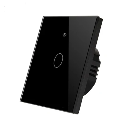 Image of Enerj 1 Gang Smart Light Switch Wi Fi Wall Wireless Black Tempered Glass Touch Screen