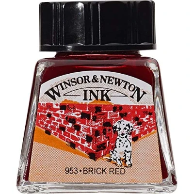 Image of Winsor &amp; Newton 14ml Drawing Ink Bottle Brick Red