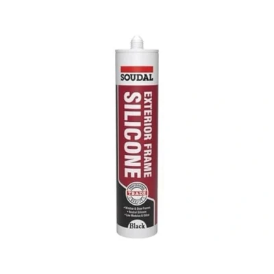 Image of Soudal Trade Exterior Interior Window Door Frame Silicone Sealant Cartridge Sealing Tube Low Modulus Neutral Cure 270ml (Black)