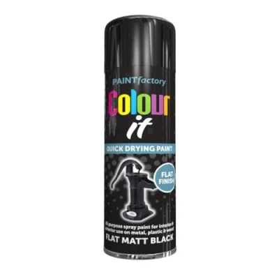 Image of AlezyB 3 x Flat Black Matt All Purpose Aerosol Spray Paint 250ml. Excellent Coverage, Quick &amp; Fast Drying for interior exterior Multipurpose Metal Plastic Wood Glass.