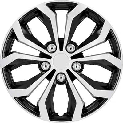 Image of Cartrend 75568 Daytona Wheel Trims, Set of 4, Black / Silver, 15 inches