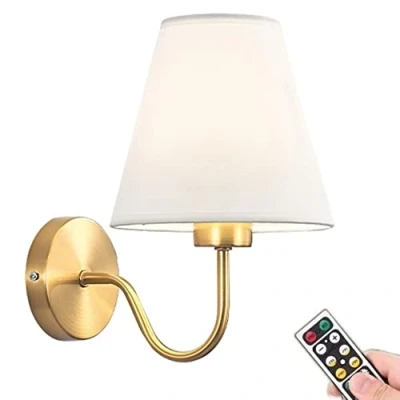 Image of KEFA Battery Operated Wall Sconce/Battery Powered Light, Not Hardwired Lamp with Remote Dimmable Light Bulb, Wires Easy to Install, for Bedroom, Living Room, TV Wall, Lounge, Farmhouse