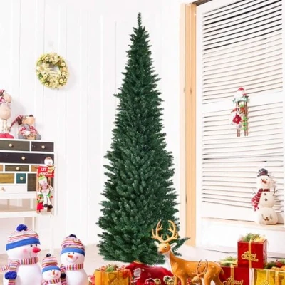 Image of Christmas Tree Artificial Tree, tre Green Pencil Slim Tree(8FT/2.4M)