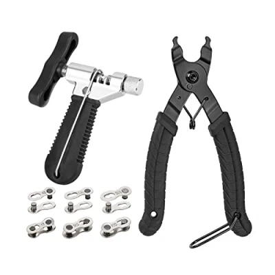 Image of Bike Link Plier+Chain Breaker Splitter+6 Pairs Bicycle Missing Link, Chain Plier Quick Opener Remover for 6/7/8/9/10 Speed Chains Repair Professional Tool Kit