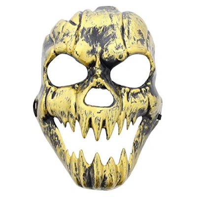 Image of Zac&#039;s Alter Ego Fancy Dress Halloween Gold Skull Grim Reaper Mask