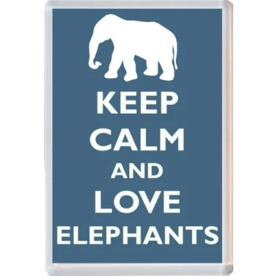 Image of Keep Calm and Love Elephants/Elephant 96 x 67mm Jumbo Fridge Magnet