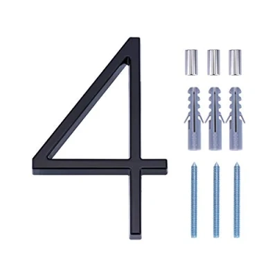 Image of LUTER 5&quot; Numery Adresu Domu Srebrne Uliczne Pływające Domów Skrzynek Pocztowych Drzwi Dla Numeru (4, Black)