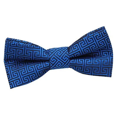Image of DQT Boys Greek Key Patterned Wedding Tuxedo Pre tied Bow Tie Royal Blue