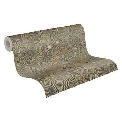 Image of Geometric Wallpaper Metropolitan Stories 2 A.S. Création Non Woven 10.05 m x 0.53 Beige Metallic Black Made in Germany 379003 37900 3