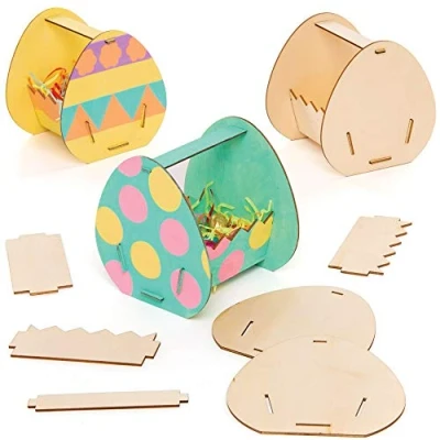 Image of Baker Ross Easter Egg Wooden Baskets Pack of 4, Crafts, Craft For Kids (AT444)