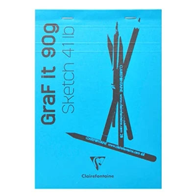 Image of Clairefontaine 96681C Graf&#039;It Stapled Pad 80 Sheets Plain Sketch Drawing Paper Detachable A4 21x29.7 cm 90g Sky Blue Cover Pack of 5 pads