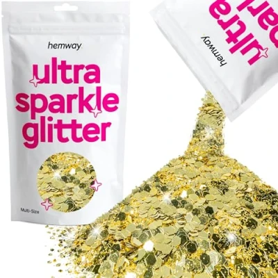 Image of Glitter Multi Size Sand Gold Ultra Sparkle Sequins Nail Face Festival Christmas Halloween Makeup Chunky Fine 100g / 3.5oz
