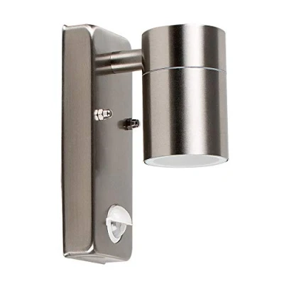 Image of MiniSun Modern Stainless Steel Outdoor Garden Wall Down Light with PIR Motion Sensor IP44 Rated