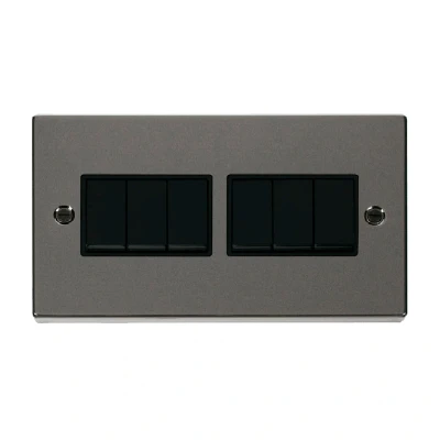 Image of Click Deco 6 Gang 2 Way 10AX Switch Black Nickel Inserts