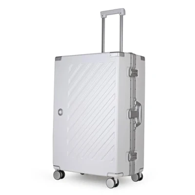 Image of 100% Polycarbonate Zipperless Large Suitcase, Hardshell Check in Luggage with Double TSA Locks and 4 Wheels, Aluminium Alloy Handle, White Suitcase for Travel