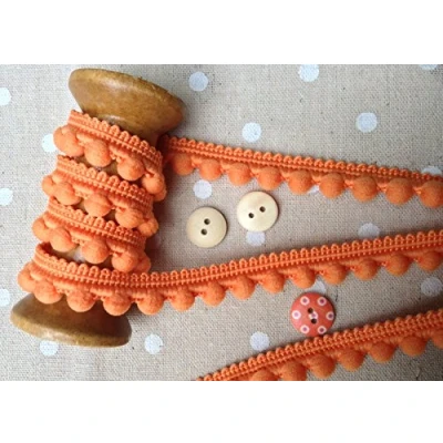 Image of Pearl POM BOBBLE TRIM PomPoms *Size MINI 10mm (0.4&quot;) *1m 26 colours (per meter) (Brick)
