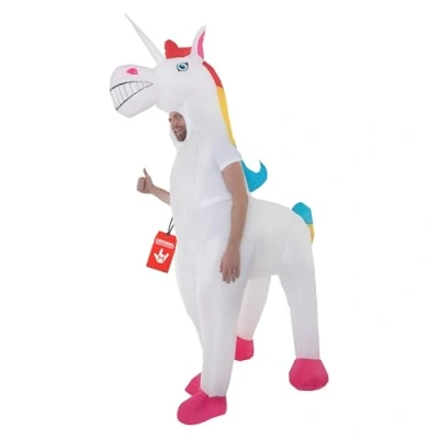 Image of Morph MCGIUN Adults Unicorn Costume, Men, White, Multicolour, One Size