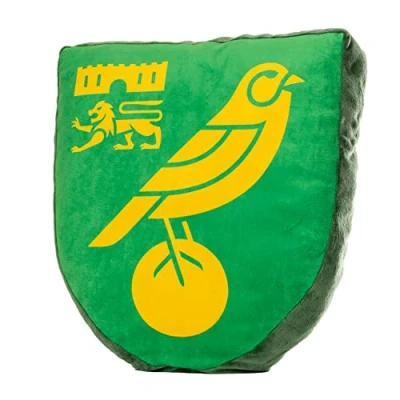 Image of Norwich City F.C. *2022/2023* Crest Cushion features the official NCFC badge. Super soft Officially Licenced, Yellow/Green, Square