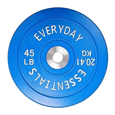 Image of BalanceFrom Everyday Essentials Color Coded Olympic Bumper Plate Weight W Steel Hub, Blue