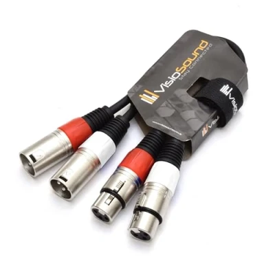 Image of 2 x Male XLR to Female Balanced Microphone Twin Lead/Audio Patch Cable 0.5m
