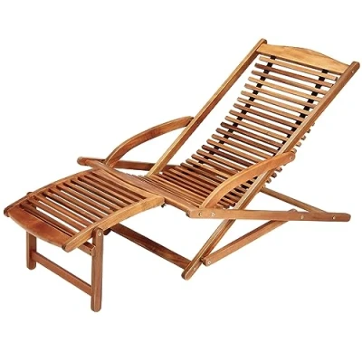 Image of CASARIA® Wooden Sun Lounger Foldable Weatherproof Removable Footrest 160kg Load Capacity Headrest Garden Balcony Patio Furniture Rocking 160 x 70 cm Acacia Wood