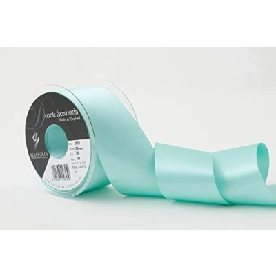 Image of Berisfords Double FACE Poly Satin Ribbon, Aqua, 50 mm