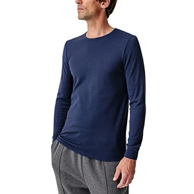 Image of Damart Thermolactyl Classic Mesh Round Neck T Shirt Dark Navy Blue