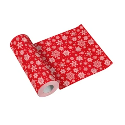 Image of PAW Table Runner (40 x 2400 cm) Decorations for Christmas, Winter Snowflakes, Red I Snowflakes