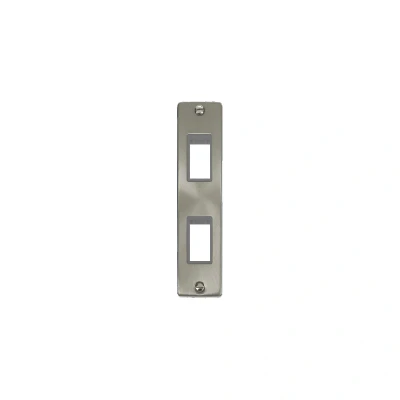 Image of Click Deco 2G MiniGrid Double Aperture Unfurnished Architrave Plate Satin Chrome Grey Inserts