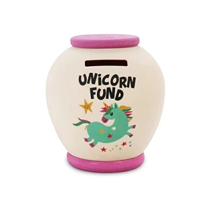 Image of History &amp; Heraldry Personalised Bamboo Smash Pot Money box (Unicorn Fund LARGE)