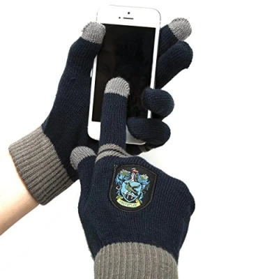 Image of Cinereplicas Harry Potter Gloves Magic Touchscreen Officially Licensed Adult Ravenclaw Blue &amp; Grey