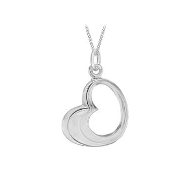 Image of Tuscany Silver Women&#039;s Sterling Organic Open Heart Pendant on Curb Chain of 46cm/18&quot;