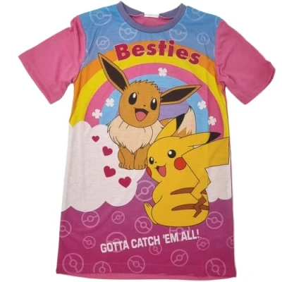 Image of PoKéMoN Pikachu and Eevee Besties Pokemon Girls Nightie/Nightdress 11 12yrs Pink