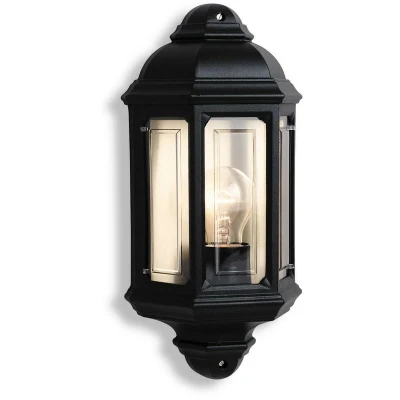 Image of Outdoor 1 Light Wall Lantern Black IP44, E27