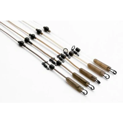 Image of Korda Dark Matter Leader Heli Gravel 30lb 1m Tungsten Weighted Carp Fishing for Helicopter and Chod Rigs Discreet Brown