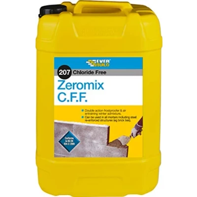 Image of Everbuild 207 Zeromix C.F.F Chorlide Free Frostproofer &amp; Air Entraining Mortar Admixture Resistance to Freeze/Thaw Cycling 25 Litre