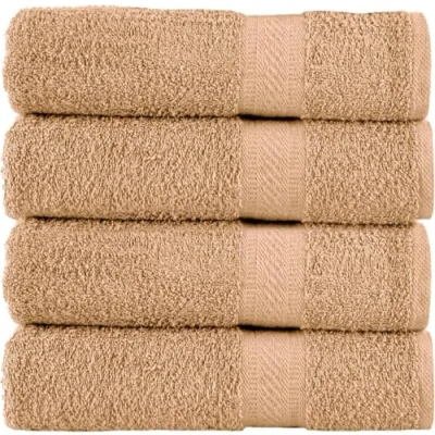 Image of Sweet Needle Pack of 4 Bathroom Large Bath Sheet Towels Linen, (70 x 140 cm) 100% Ringspun US Cotton, Quick Dry, Light Weight, Highly Absorbent for Bathroom, Shower, Spa, Beach, Pool &amp; Daily Use