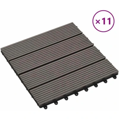 Image of vidaXL 11 pcs Decking Tiles WPC 30x30 cm 1 sqm Dark Brown