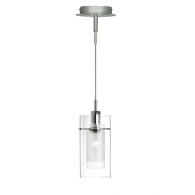 Image of Duo Single Light Ceiling Pendant Chrome Clear and Frosted Glass (2301)