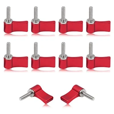 Image of SPEEDWOX 10 Pcs Male Threading Rotating Knob, M4 17mm Adjustable Thumb Lever Screw，Rotating Knob with Single Wing, Red Aluminum Alloy