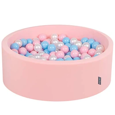 Image of KiddyMoon 90X30cm/300 Balls ∅ 7Cm / 2.75In Baby Foam Ball Pit Made In EU, Pink:Baby Blue/Light Pink/Pearl