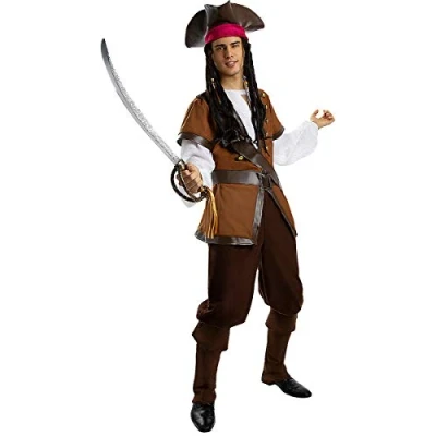 Image of Funidelia Pirate Costume Caribbean Collection for man Corsair, Buccaneer Costumes adults, accessory fancy dress &amp; props Halloween, carnival parties Size L Brown