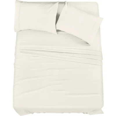 Image of Utopia Bedding Queen Bed Sheets Set 4 Piece Brushed Microfiber Shrinkage and Fade Resistant Easy Care (Queen, Ivory)