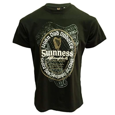 Image of Guinness Bottle Irish Label T Shirt (Small) Green