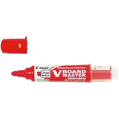 Image of Pilot Begreen Recycled V Board Master Whiteboard Marker Chisel 2.2 5.2 mm Tip Red, Box of 10