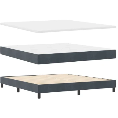 Image of vidaXL Box Spring Bed with Mattress Dark Grey 180x200 cm Velvet