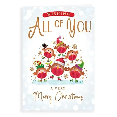 Image of Piccadilly Greetings Character Christmas Card to All of You 9 x 6 inches,A41358