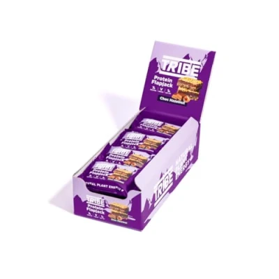 Image of TRIBE Protein Flapjacks Choc Hazelnut Great Tasting Natural Plant Energy Vegan, Dairy Free &amp; Gluten (12 x 50g Bars)