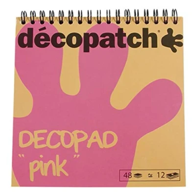 Image of Décopatch Ref BLOC02O Decopad Pink Papers 15cm x 15cm, 48 Sheets, 12 Patterns, Smaller Scale Suitable for Mach, Wood, Metal, Plastic &amp; More